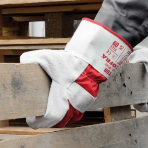 TOR - Guanto in pelle crosta bovina, con manichetta